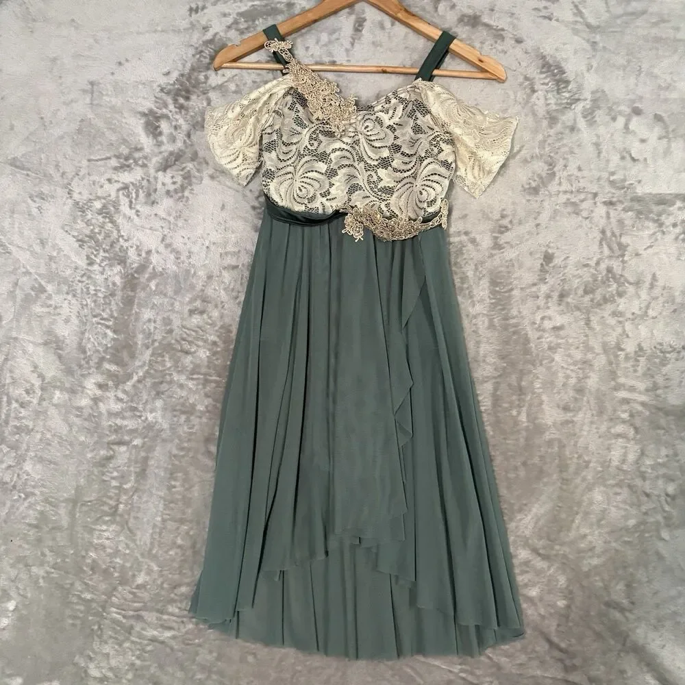 Weissman Sage Green Lyrical Dance Costume Dress (Size SA) Holiday Lace Ballet